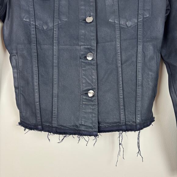 J Brand Slim Denim Jacket Medium Faith Dark Wash Coated Denim JB000897 - Picture 6 of 13
